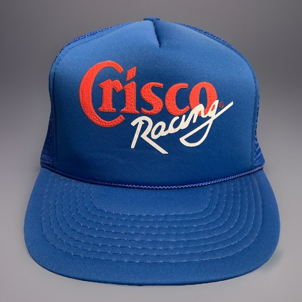 Vintage Snapback Mesh Foam Trucker Hat Crisco NASCAR Racing Advertising NOS 80's